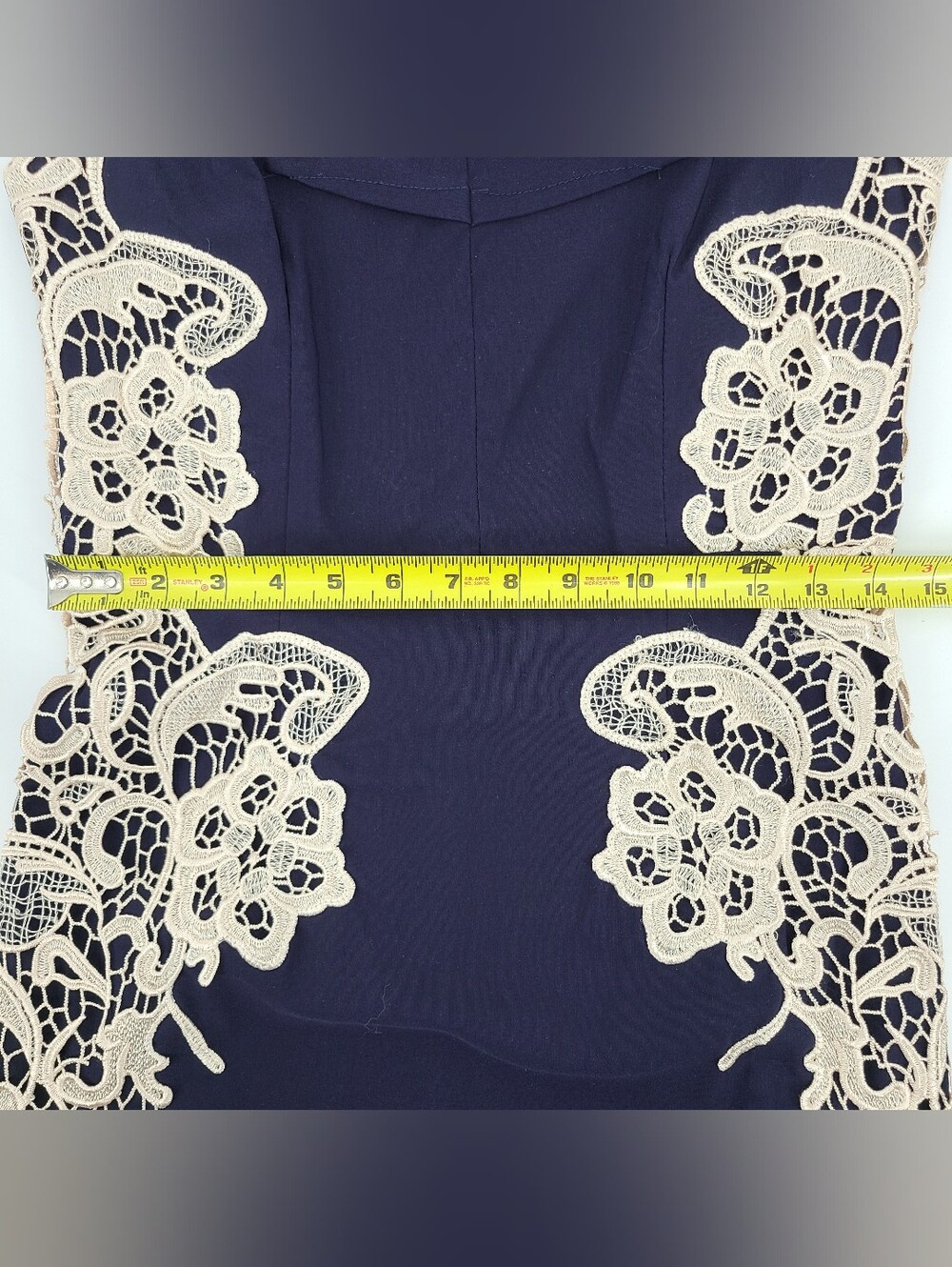 ModCloth London Dress Co Navy Bodycon Dress With Lace Side Accents Size 6 - Picture 9 of 14